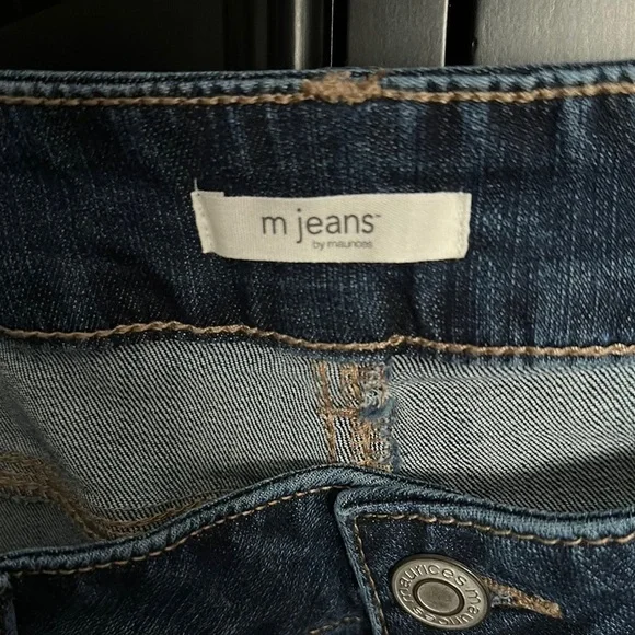 Maurices Blue Jean Shorts with Cuffed Hem and Distressed Look - Picture 2 of 5